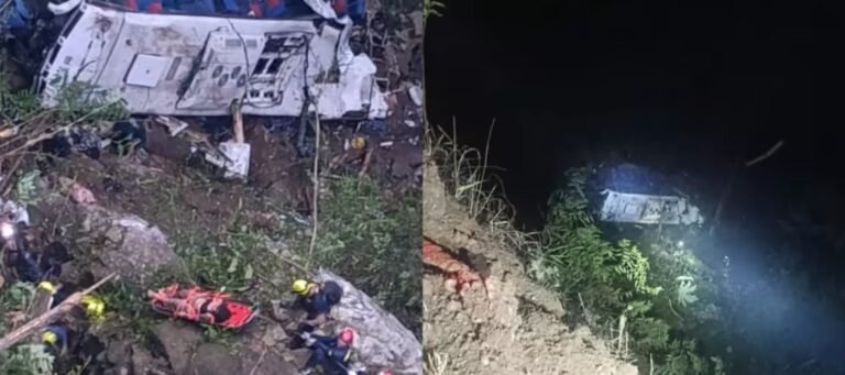 Las autoridades informaron que otras 20 personas resultaron heridas cuando el vehículo cayó en un abismo