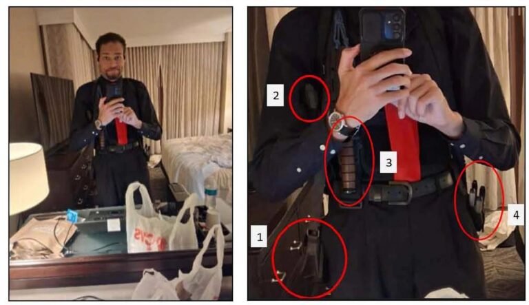Cole Allen usó su teléfono para tomarse una fotografía en el espejo de su cuarto unos 30 minutos antes del intento de magnicidio