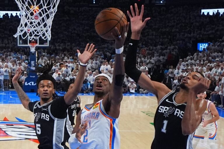 Oklahoma City, campeón defensor, lidera la Final de la Conferencia del Oeste, 3-2, y puede eliminar a los Spurs el jueves en San Antonio