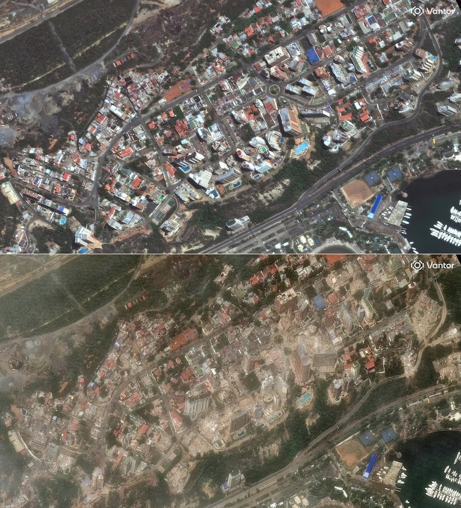 El número de muertos por los dos poderosos terremotos que devastaron Venezuela a principios de esta semana ascendió a 920 el 26 de junio, dijo el presidente de la Asamblea Nacional, Jorge Rodríguez. (Fotografía de Handout / Imagen satelital ©2026 Vantor /AFP)