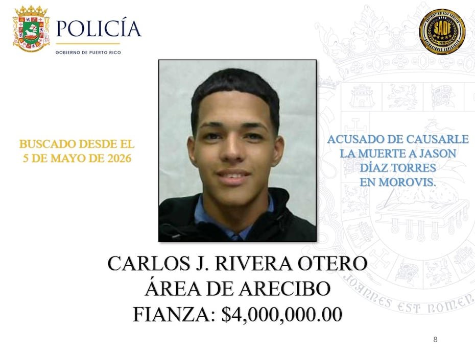 Carlos J. Rivera Otero: imputado de causar la muerte de Lexis Yaniel Falú Clemente en Carolina. Tiene una fianza de $300,000 y es buscado desde el 31 de marzo de 2025.