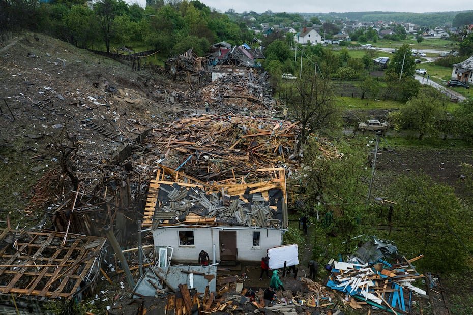 Vista de una zona residencial destruida tras el ataque.
