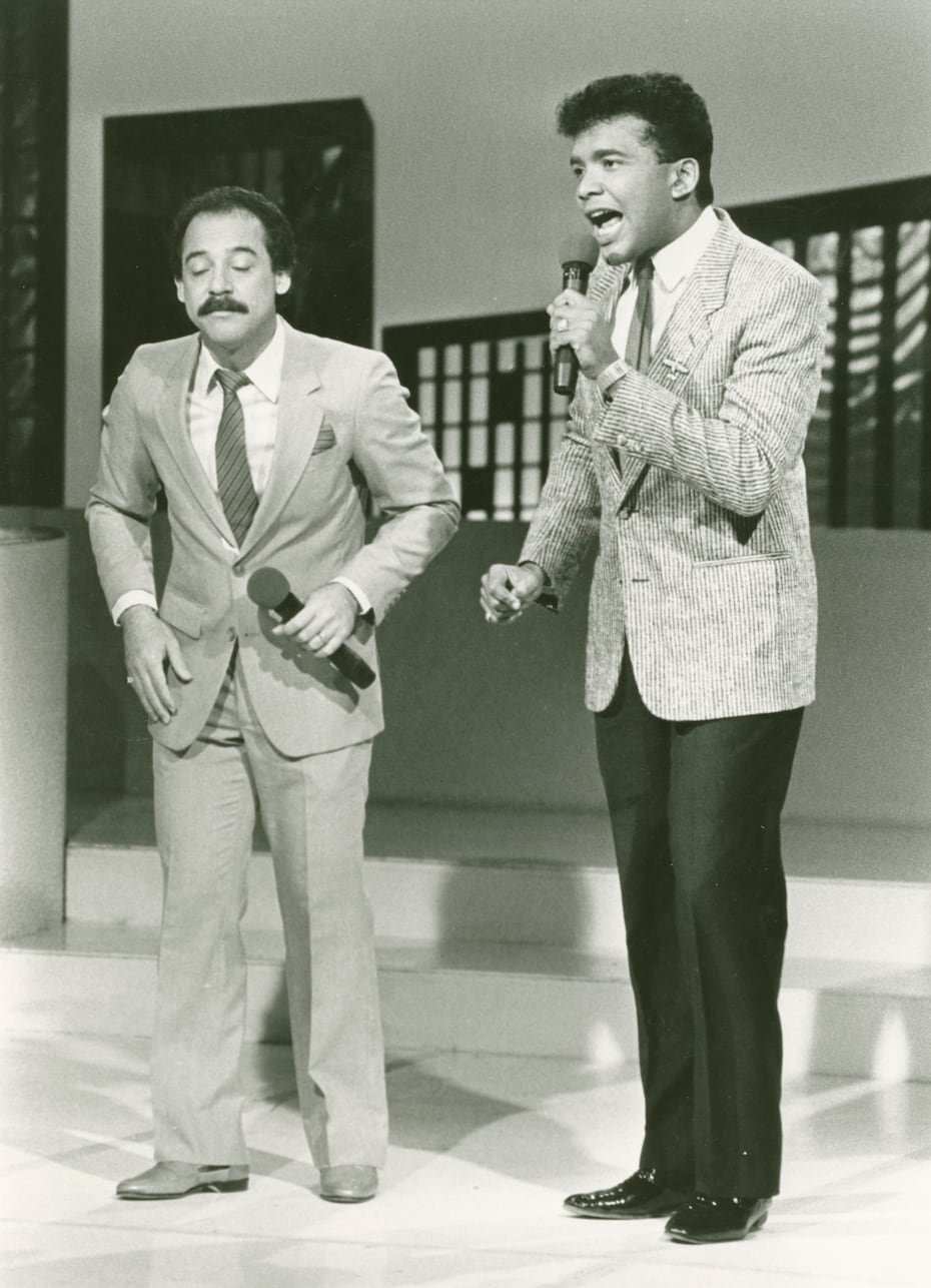 Juan Manuel Lebron y Rafael José en un programa televisivo de le época.