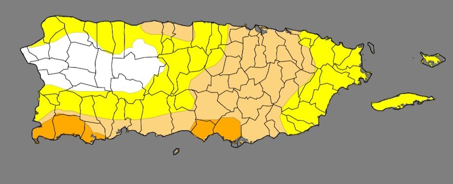 Una semana después, para el 2 de julio, la sequía moderada prácticamente se duplicó y las condicione atípicamente secas también se extendieron.